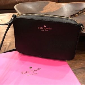 Kate Spade Black Leather Crossbody w/ Gold Accents